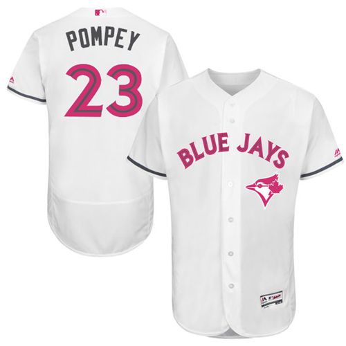 Blue Jays #23 Dalton Pompey White Flexbase Authentic Collection Mother's Day Stitched MLB Jersey - Click Image to Close